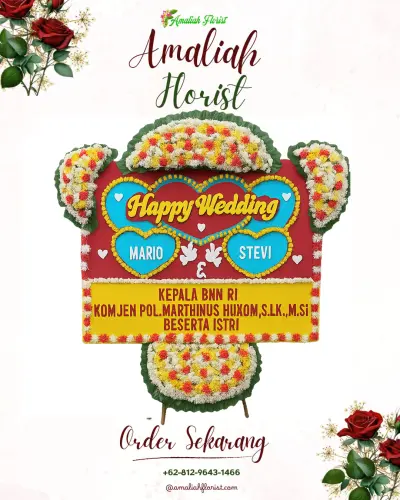 Karangan Papan Bunga Pernikahan di Handil Jaya